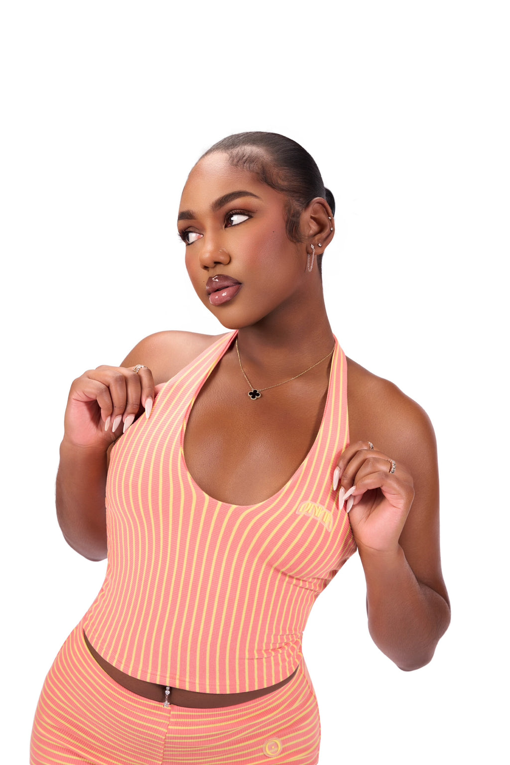 Striped Halter Top (peach)