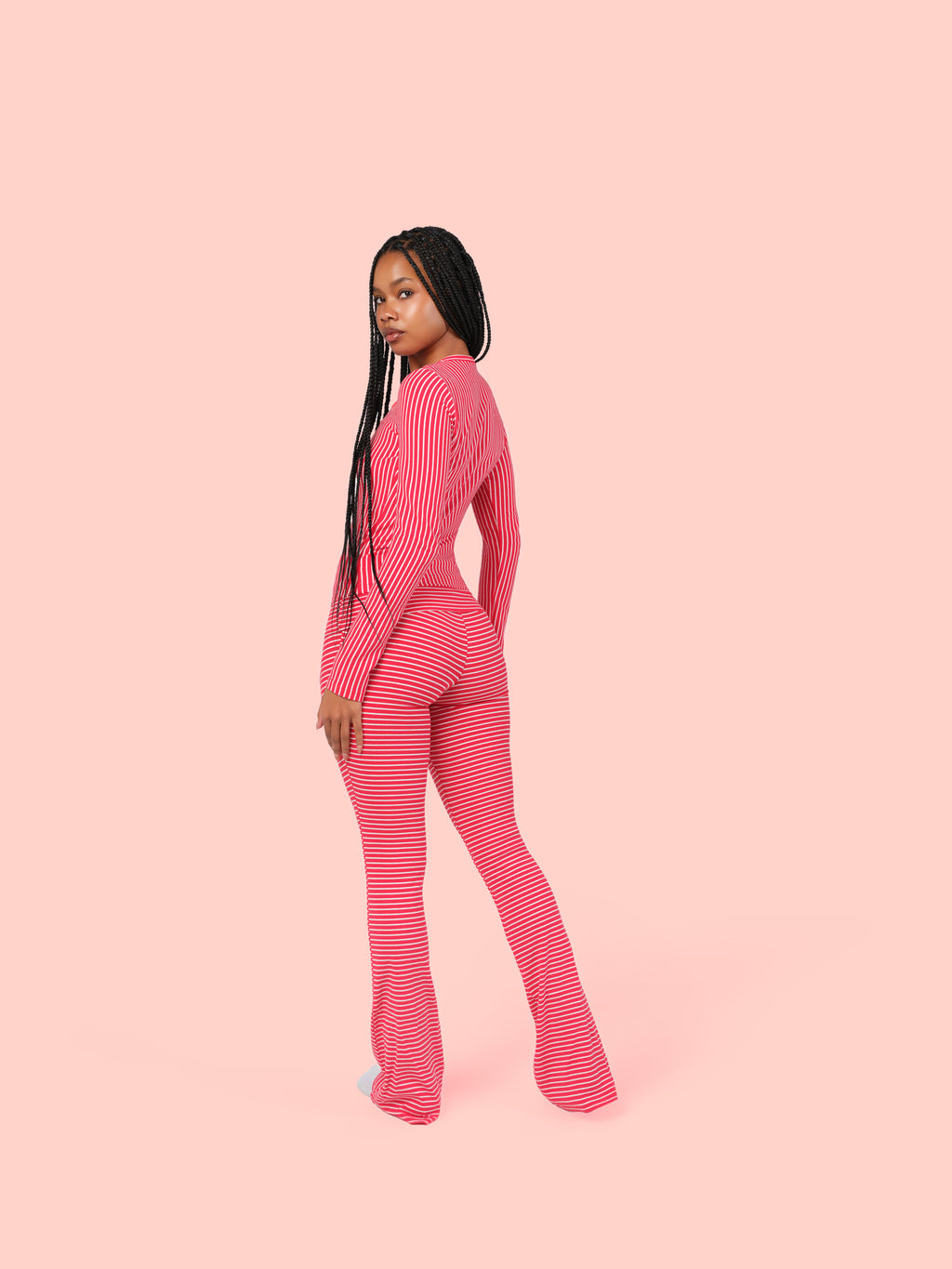 Striped Foldover Pant (red)